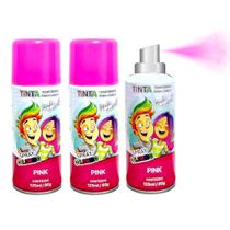 3 Spray de Cabelo Maluco Temporário Rosa Carnaval Festas