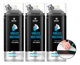 3 Spray Vinílico Multiuso Envelopamento 400ml Preto Fosco