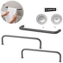 3 Suporte Porta Toalha Aço Carbono 26cm Parede Banheiro Adesivo