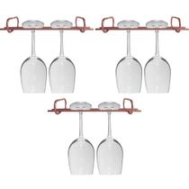 3 Suportes de Taças Rose Gold 25cm Decoração Adega Bar Vinho Organizador Suspenso 3 Suportes de Taças Rose Gold 25cm Decoração Adega Bar Vinho Organizador Suspenso