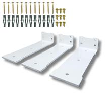 3 Suportes Formato Largo 20cm Cantoneira Para Prateleira Fixação De Parede Design Moderno