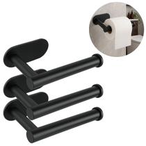 3 Suportes Inox Porta Papel Higiênico pra Banheiro Preto