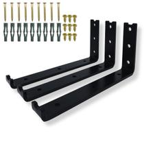 3 Suportes Mão Francesa 20cm Tipo L Para Prateleira Fixação De Parede Cantoneira Moderna