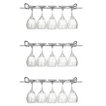 3 Suportes Taças Cromado Decoração Adega Bar Vinho 25cm 3 Suportes Taças Cromado Decoração Adega Bar Vinho 25cm