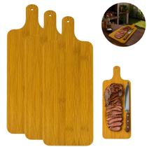 3 Tábuas Bambu P/ Corte Cozinha Natural Premium 34cm