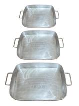 3 Tabuleiros Assadeira Travessa Forma Alumínio Batido Fundido Pequeno Médio Grande 3 Tabuleiros Assadeira Travessa Forma Alumínio Batido Fundido Pequeno Médio Grande