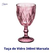 3 Taça de Vidro Diamante 340ml Marsala