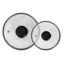 3 Tampas De Vidro Preta Avulsas Para Panelas Frigideira 2x 24cm + 1x 26 Cm