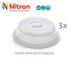 3 Tampas para Micro-ondas Proteção De Alimentos Livre Free Bpa Incolor - Nitron