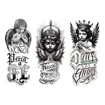 3 Tatuagem Falsa Temporária Anjo Com Frase Evangelica 3 Tatuagem Falsa Temporária Anjo Com Frase Evangelica