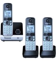 3 Telefones sem fio Panasonic KX-TG6713LBB preto e prateado