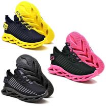 3 Tênis Feminino Casual Esporte Confortavel PINK/PRETO