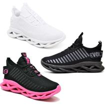 3 Tênis Feminino Casual Esporte Confortavel Preto e Branco 3 Tênis Feminino Casual Esporte Confortavel Preto e Branco