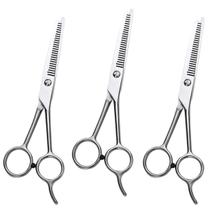 3 Tesoura Tubarão Para Barbeiro Desfiadeira 6,5" Inoxidável
