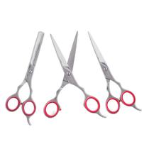 3 Tesouras Red Circle 6" Desbaste Duplo+Navalha+Laser Vertix