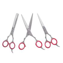 3 Tesouras Red Circle 6" Desbaste Duplo+Navalha+Laser Vertix