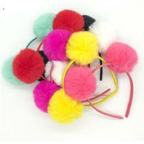 3 tiaras de pompom encapadas modelo infantil várias cores