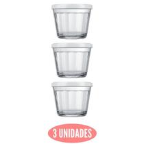 3 Tigelas Redonda 350ml Tampa Coloridas Papinha Vidro Nadir - NADIR FIGUEREIDO