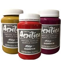 3 Tintas Acrílicas Corfix para Tela G2 500ml - Escolha a Cor