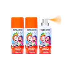 3 Tintas de Cabelo Temporária Laranja Spray lavável Cabelo Maluco Festas Carnaval