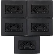 3 Tomada Embutir Móvel 3 Pinos 10a + 2 Tomada 3 Pinos 20a Preto Margirius