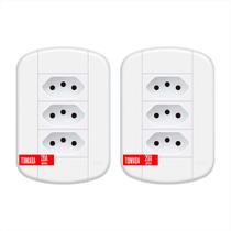 3 Tomadas Blanc Mais Suporte 4x2 Fame Kit C/ 2