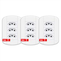 3 Tomadas Blanc Mais Suporte 4x2 Fame Kit C/ 3