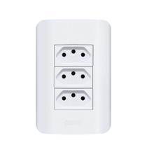 3 tomadas mdl 10a plugue 4x2 branca linha canoa 1616 romazi