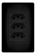 3 Tomadas Preta 2P+T 10A/250V C/P Shp - Fame