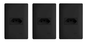 3 Tomadas Preta 2P+T 10A 250V com placa Habitat Black - Fame