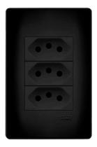 3 Tomadas Preta 2P+T 20A/250V Com Placa Habitat Black - FAME