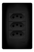3 Tomadas Preta 2P+T 20A/250V Com Placa Habitat Black - FAME