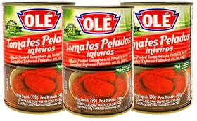 3 Tomate Pelado Inteiros Lata Olé 390g Liquido Drenado 240g