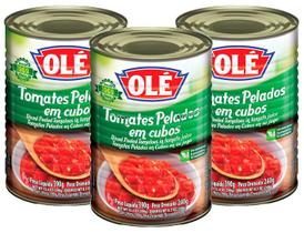 3 Tomate Pelado Inteiros Lata Olé 390g Liquido Drenado 240g