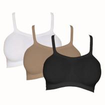 3 Tops Bandini Hanes Versátil Feminino Sem Costura Sem Bojo