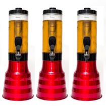 3 Torre De Chopp Beer 2.2 Litros 100% Alumínio Giratória + 6 Tubo Gelante