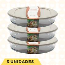 3 Travessa Assadeira Oval 1,6 L C/ Tampa Vidro Medio Forte 3 Travessa Assadeira Oval 1,6 L C/ Tampa Vidro Medio Forte