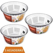 3 Travessa Suflê 700ml Forma de Vidro Temperado Marinex