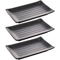 3 Travessas Melamina 17,5x11x2cm Prato Sushi Preto Lyor Tóqu 3 Travessas Melamina 17,5x11x2cm Prato Sushi Preto Lyor Tóqu