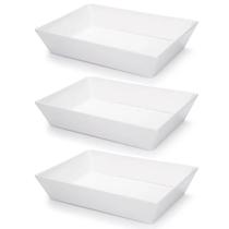 3 Travessas Retangular Branca 4L Profissional Servir Buffet Melamina Saladas Massas 3 Travessas Retangular Branca 4L Profissional Servir Buffet Melamina Saladas Massas