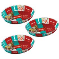 3 Travessas Vidro Oval 2,4L Assados e Doce Marinex Nadir