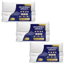 3 Travesseiros Modelo Cervical - Fibras Sintéticas 3 Travesseiros Modelo Cervical - Fibras Sintéticas