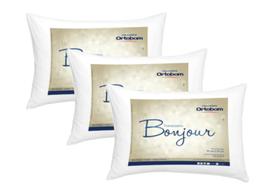 3 travesseiros ortobom modelo bonjour 100% poliéster enchimento em fibra siliconada 3 travesseiros ortobom modelo bonjour 100% poliéster enchimento em fibra siliconada