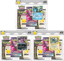 3 Triple Pack Pokémon Celebrações Toxtricity Luminoso Hydreigon C Mimikyu Copag - 7896192306326