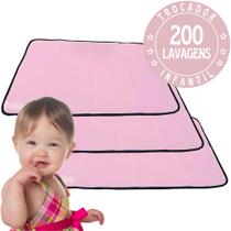 3 Trocadores Portáteis 100x70 Bebê Absorvente Acolchoado Multiuso - Rosa - Vila Flor