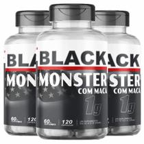 3 un Black Monster Gold 120 Caps Natu Ervas Sabor Without Flavor