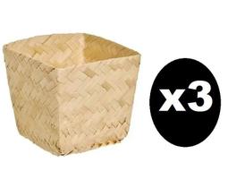 3 un Cachepot Cestinho Palha Grande Enfeite Doces Mesa Festa