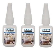 3 Un Cola Adesivo Instantânea Tek Bond Moveleira 793 20gr 3 Un Cola Adesivo Instantânea Tek Bond Moveleira 793 20gr