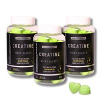 3 UN. CREATINE - 3 Creatinas em Goma Sabor Maçã Verde (180 gomas) - VICKY BEAUTY
