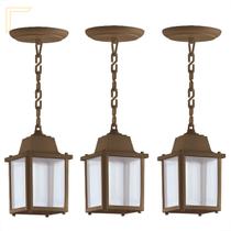 3 Un Luminaria Pendente Externo Colonial Plastico Marrom Alz15